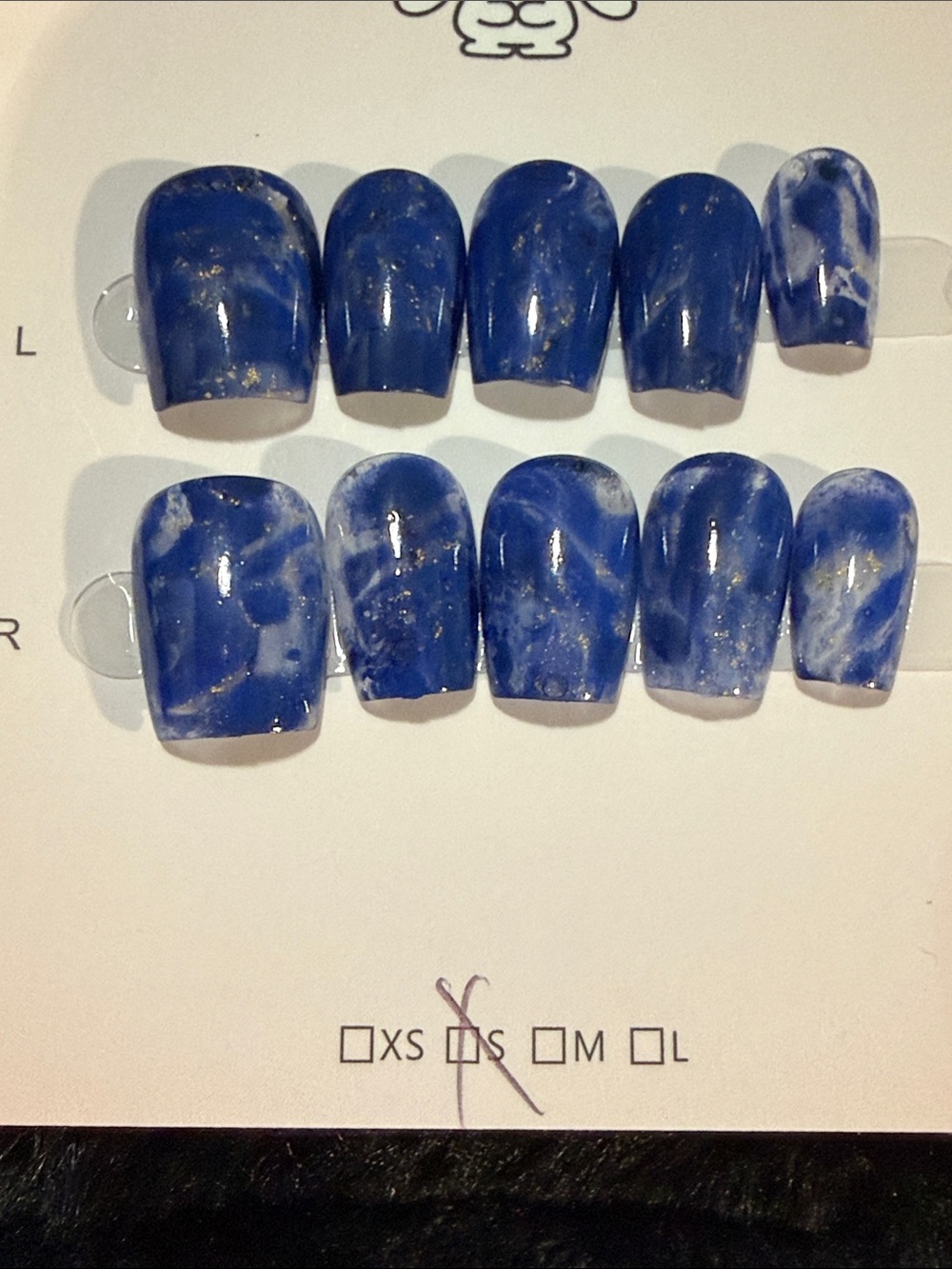 Blue Marble Press-On Nail Set - Pack of 10
